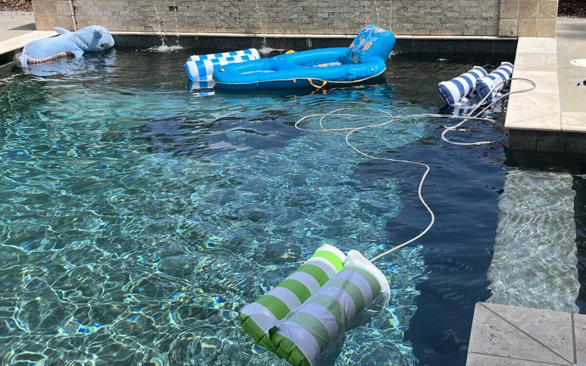 Picture of floaties left in the swimming pool. 
